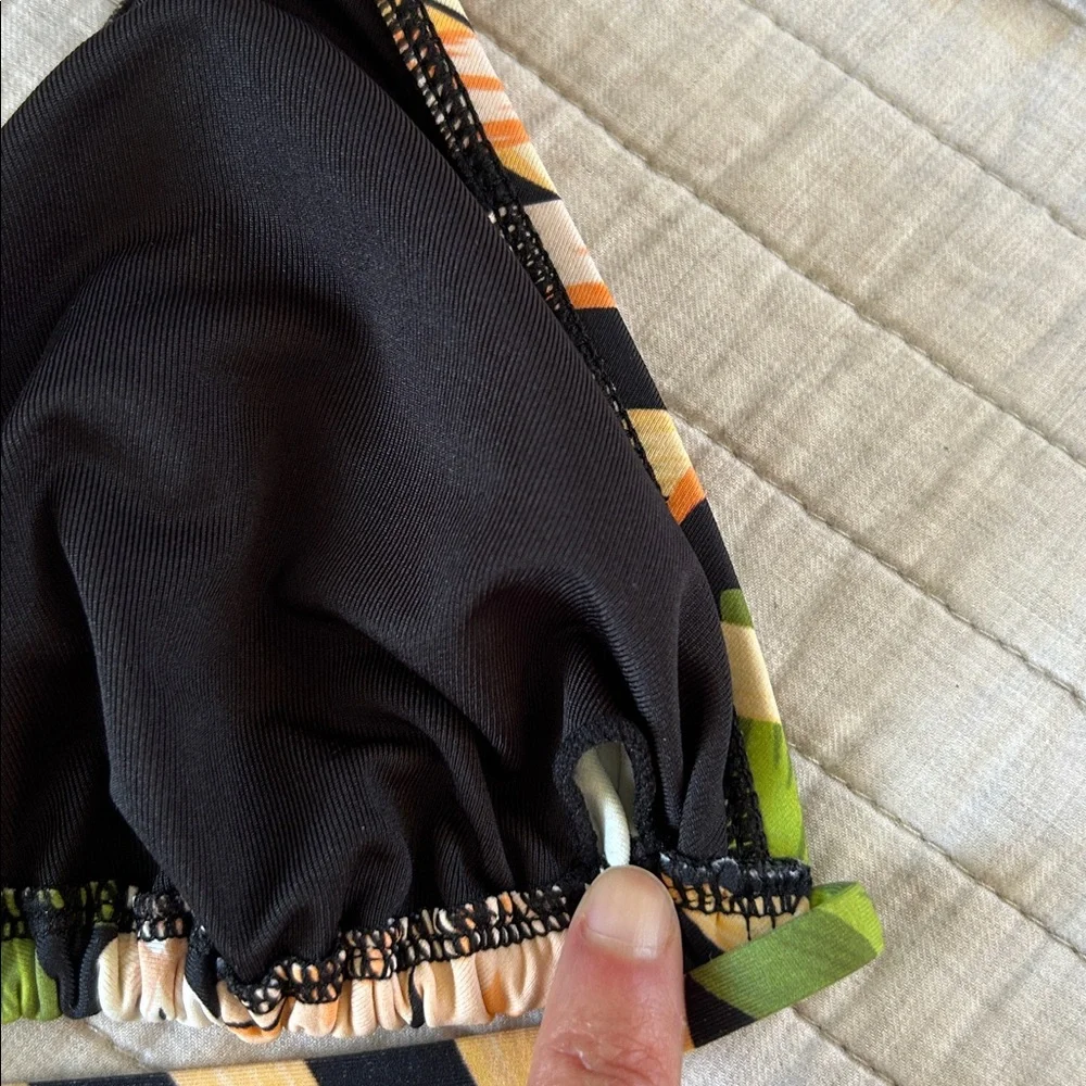 NWT Hurley black tropical floral triangle halter top tie side bikini set Large - Picture 9 of 10